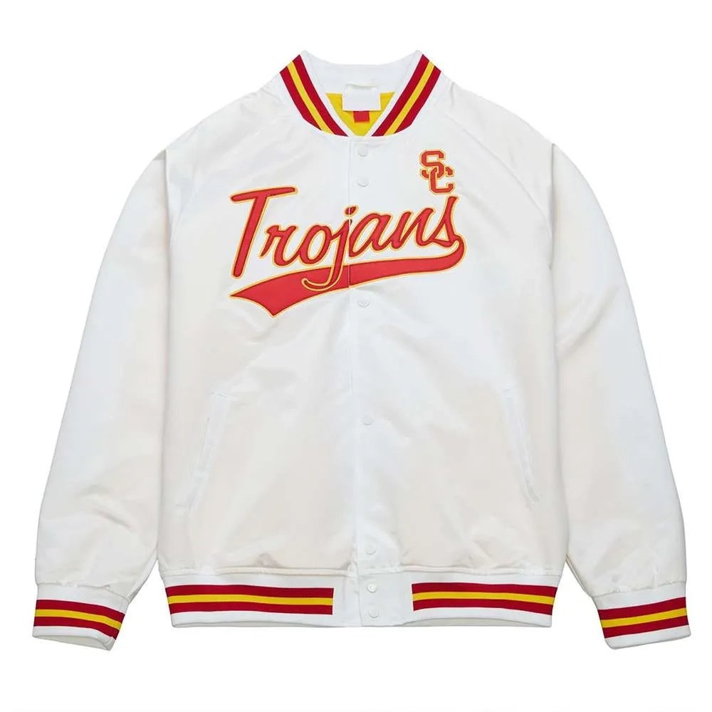 USC Trojans Script White Satin Jacket