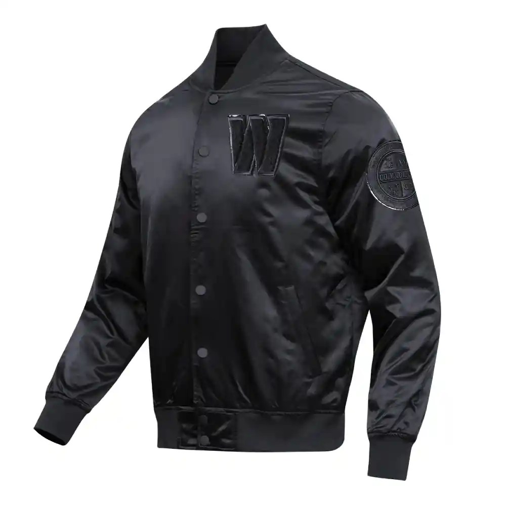 Alternative view of Washington Commanders Triple Black Satin Jacket