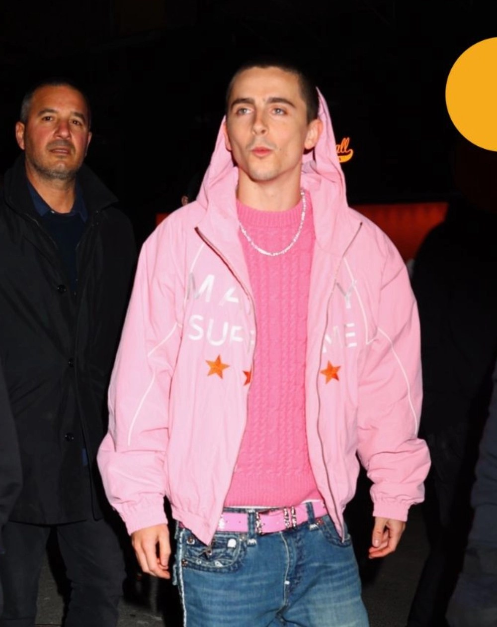 Alternative view of Timothee Chalamet Marty Supreme Pink Polyester Jacket