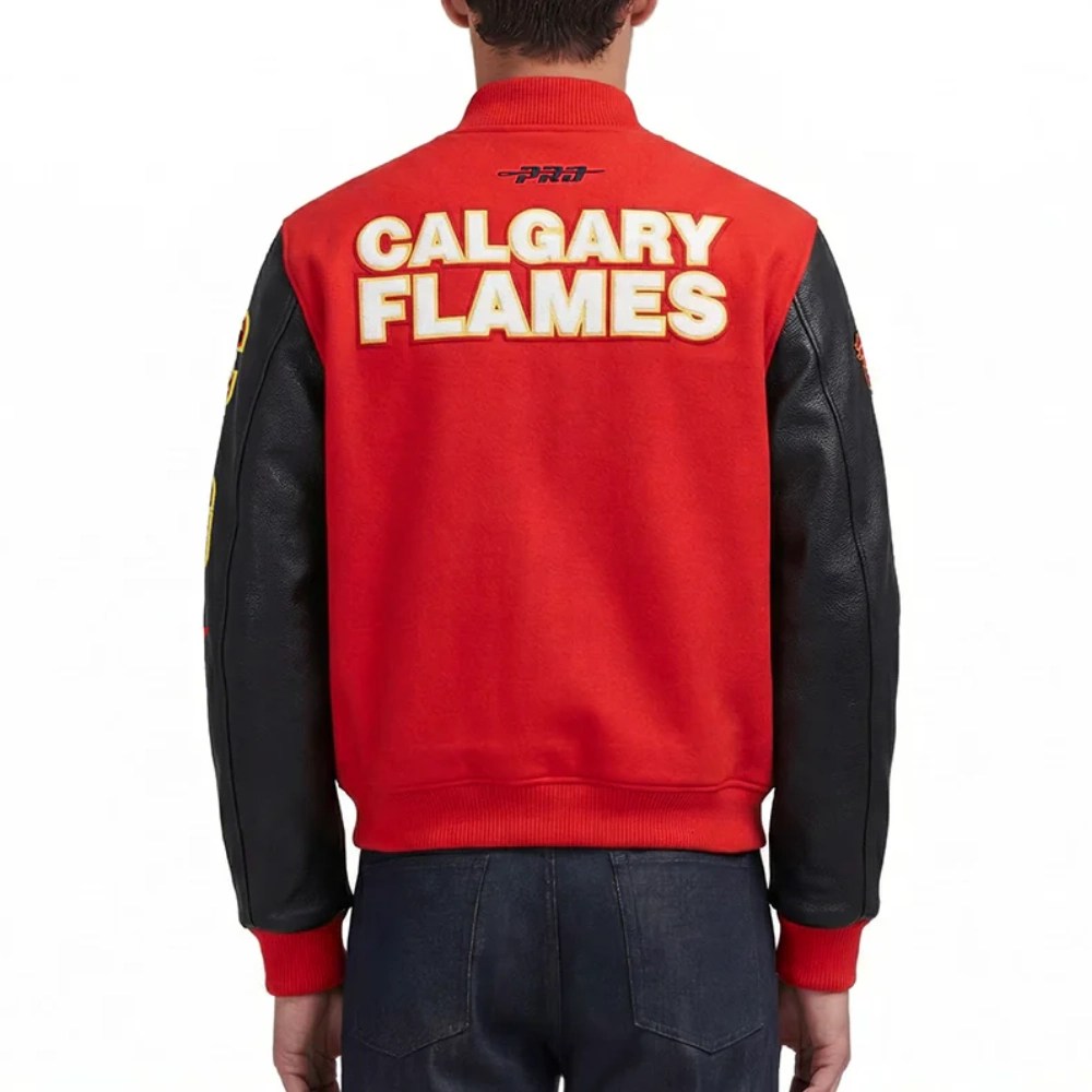 Alternative view of Calgary Flames Classic Wool/Leather Jacket