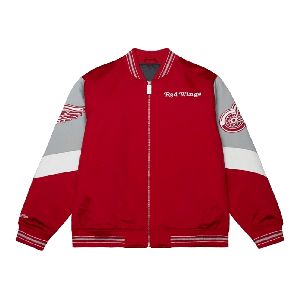 Detroit Red Wings Throwback Current Red Satin Jacket