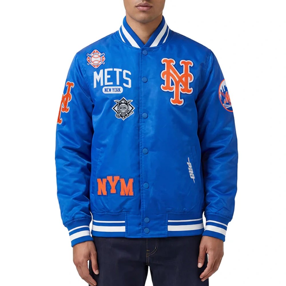 New York Mets Letterman Royal Satin Jacket