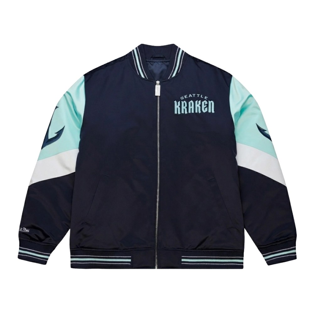 Seattle Kraken Throwback Current Deep Sea Blue Satin Jacket