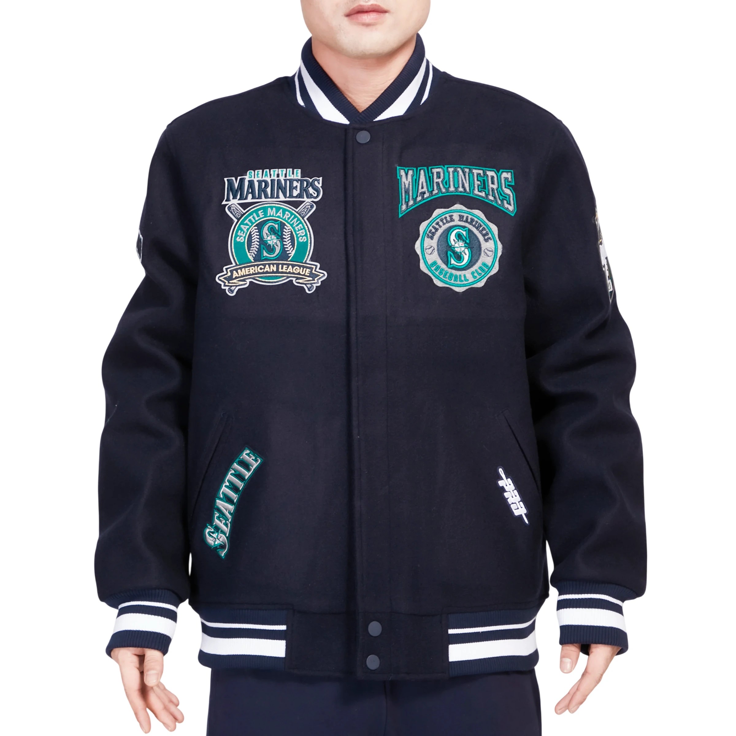 Seattle Mariners Crest Emblem Navy Wool Jacket