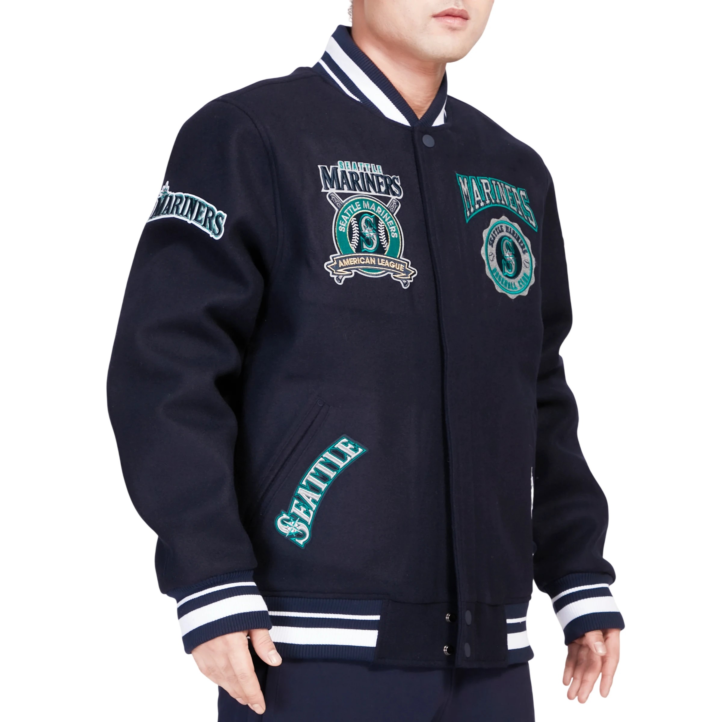 Alternative view of Seattle Mariners Crest Emblem Navy Wool Jacket