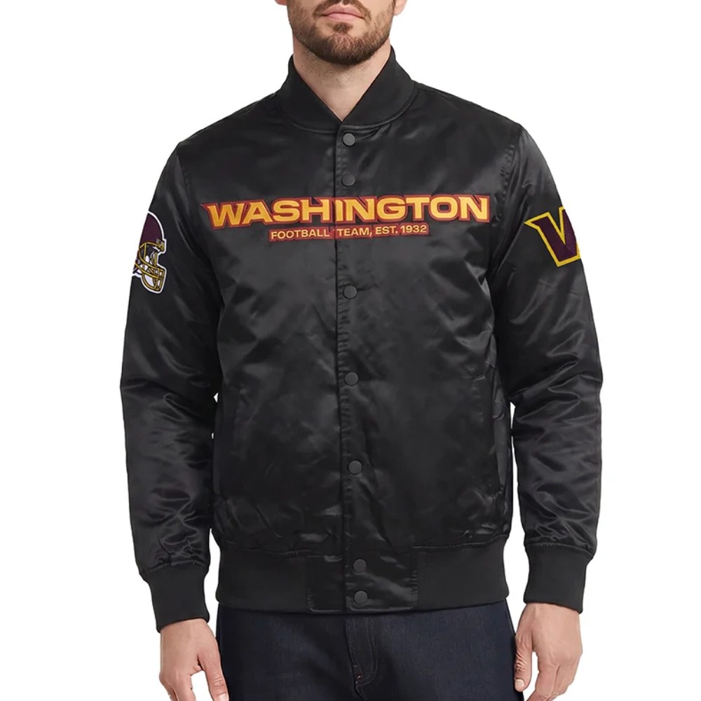 Washington Commanders Classic Black Satin Jacket