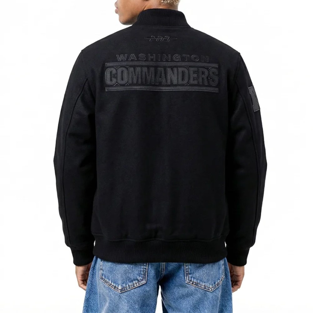 Alternative view of Washington Commanders Washed Vanguard Black Wool Jacket