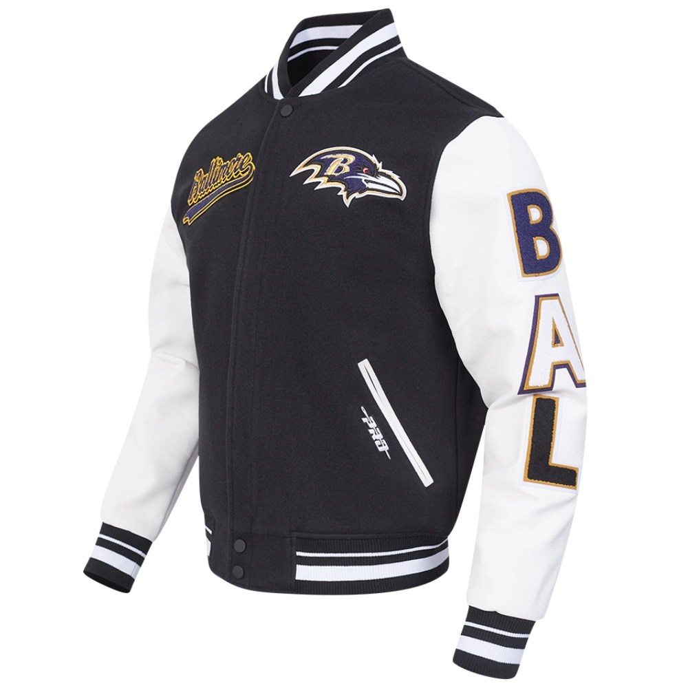 Alternative view of Baltimore Ravens Script Tail Wool/Leather Jacket