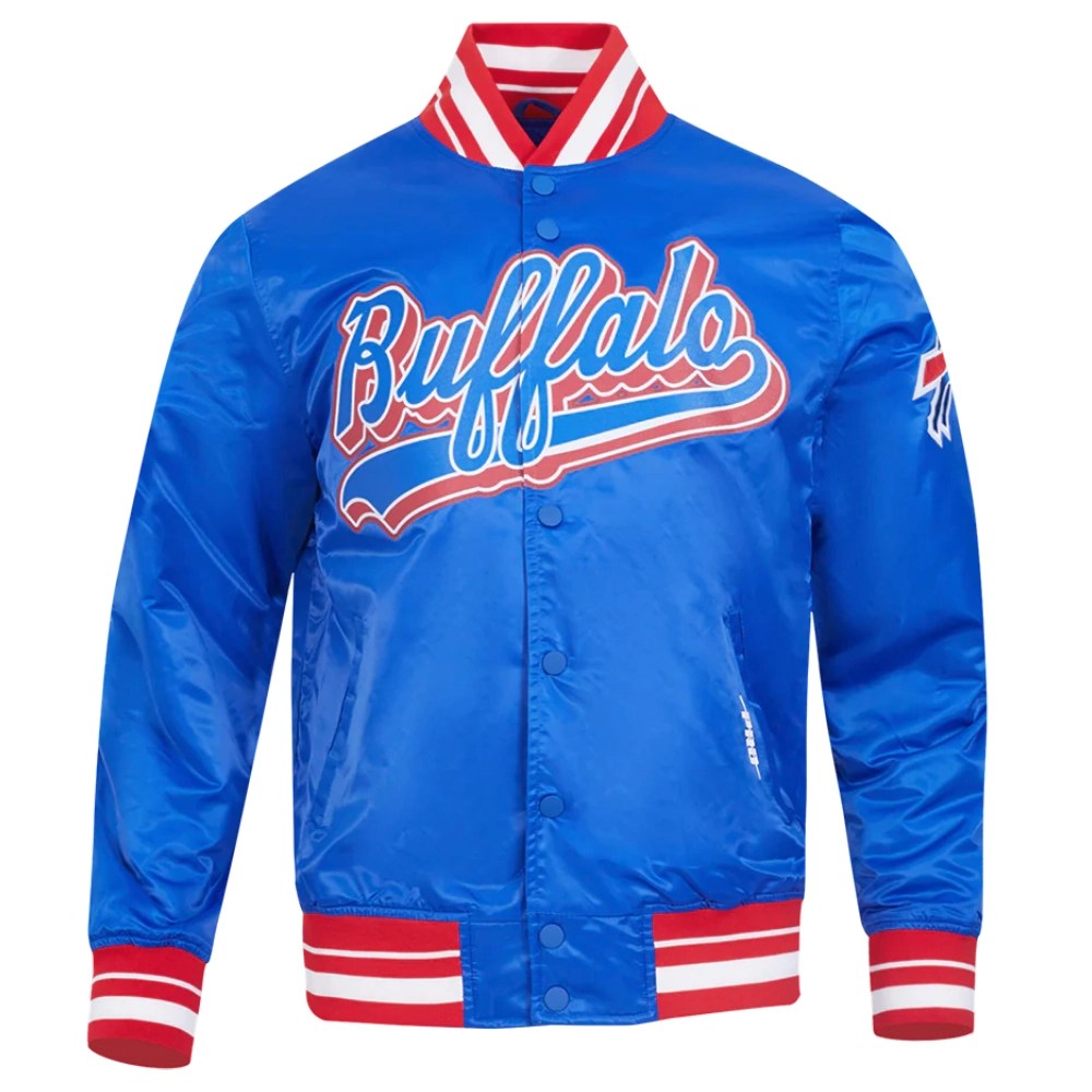 Buffalo Bills Script Tail Royal Blue Satin Jacket