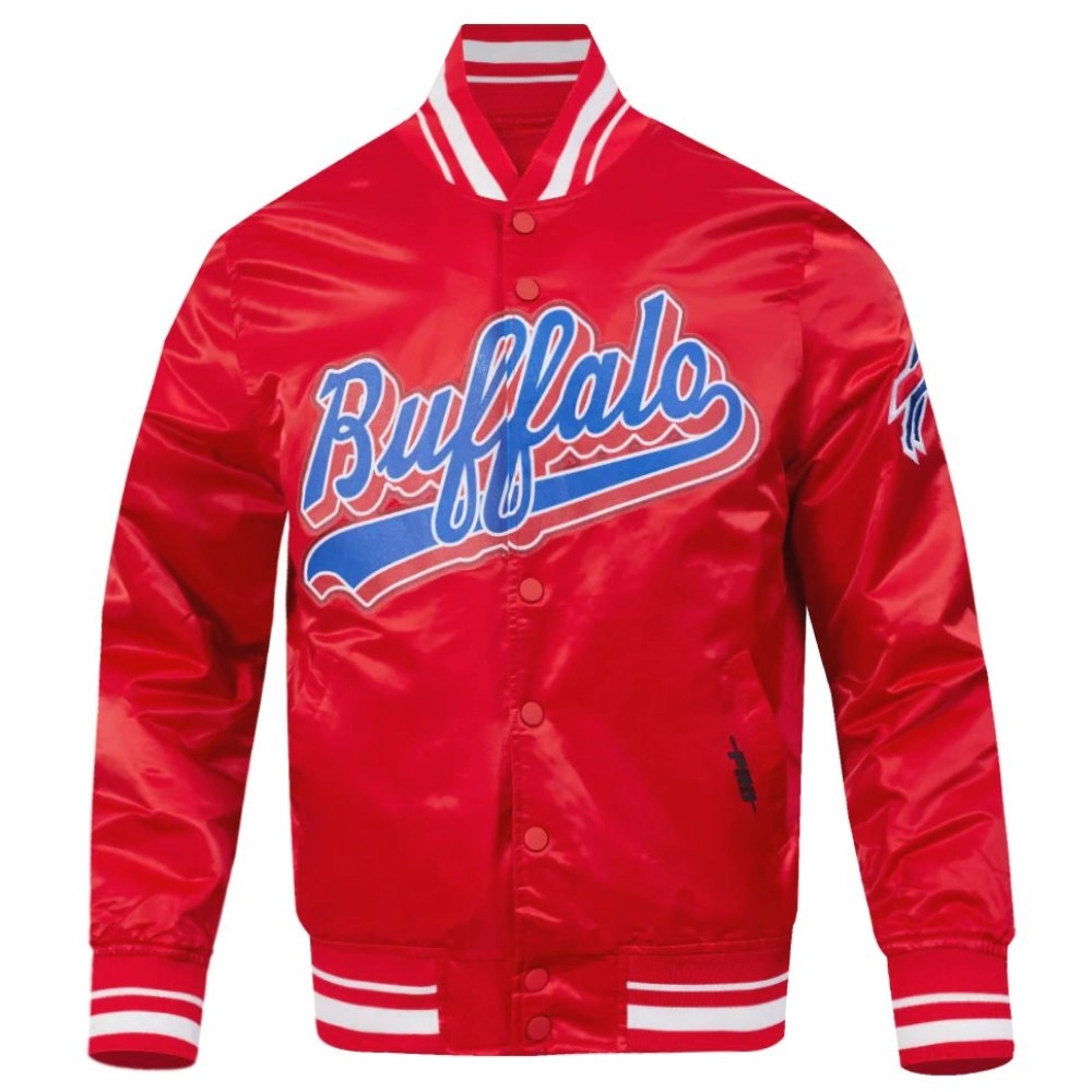 Buffalo Bills Script Tail Red Satin Jacket
