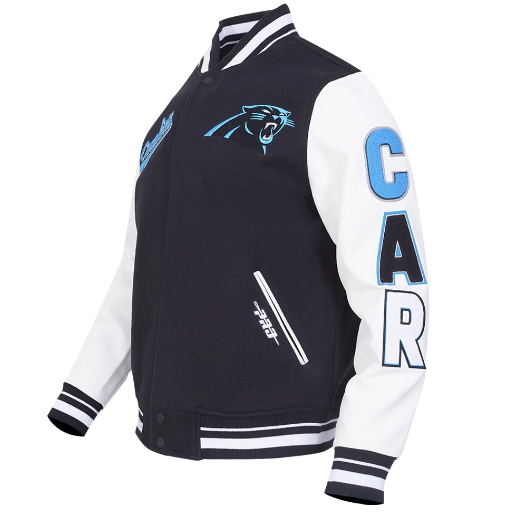 Alternative view of Carolina Panthers Script Tail Wool/Leather Jacket