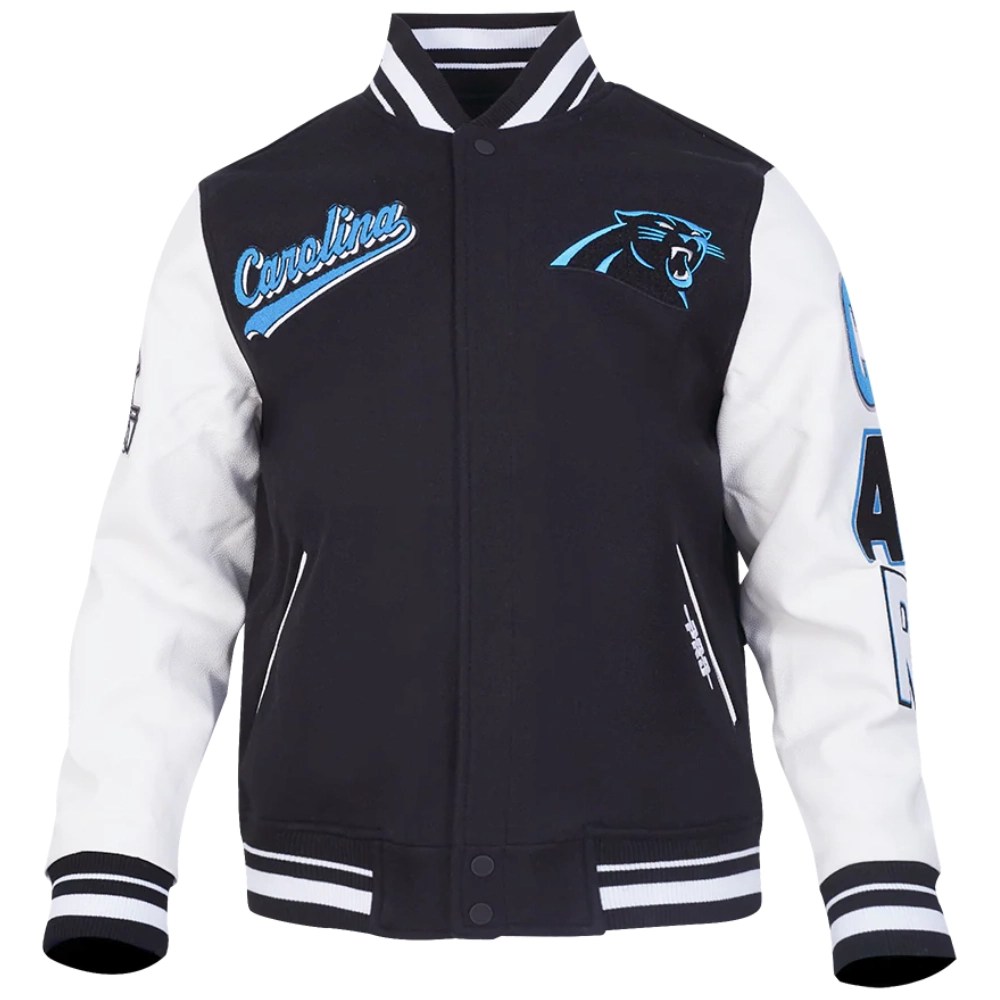 Carolina Panthers Script Tail Wool/Leather Jacket