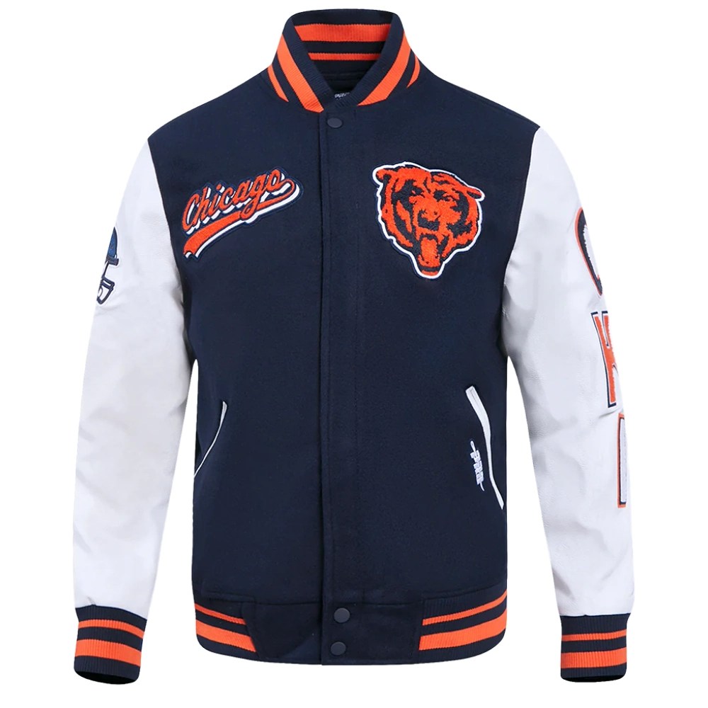 Alternative view of Chicago Bears Script Tail Wool/Leather Jacket