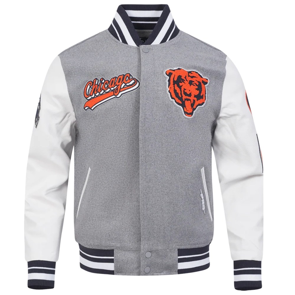 Chicago Bears Script Tail Wool/Leather Jacket