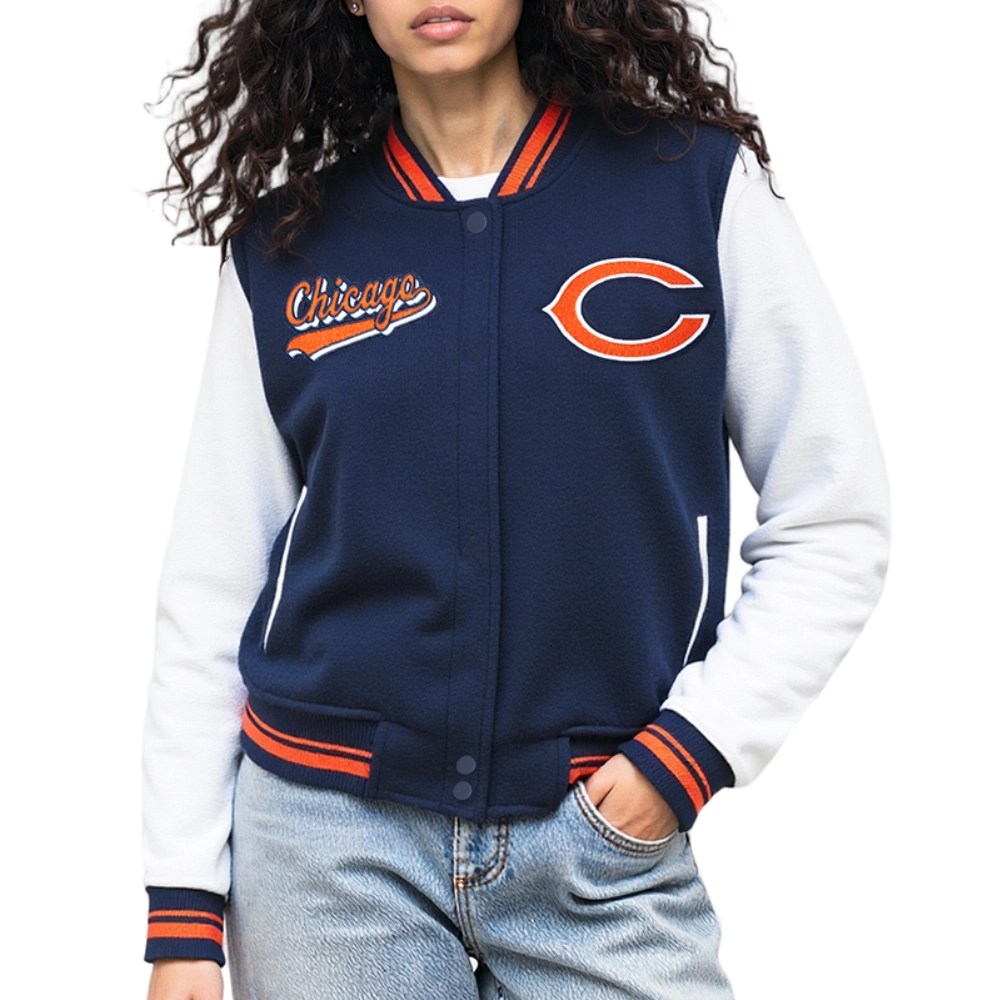 Chicago Bears Women's Script Tail Wool/Leather Jacket
