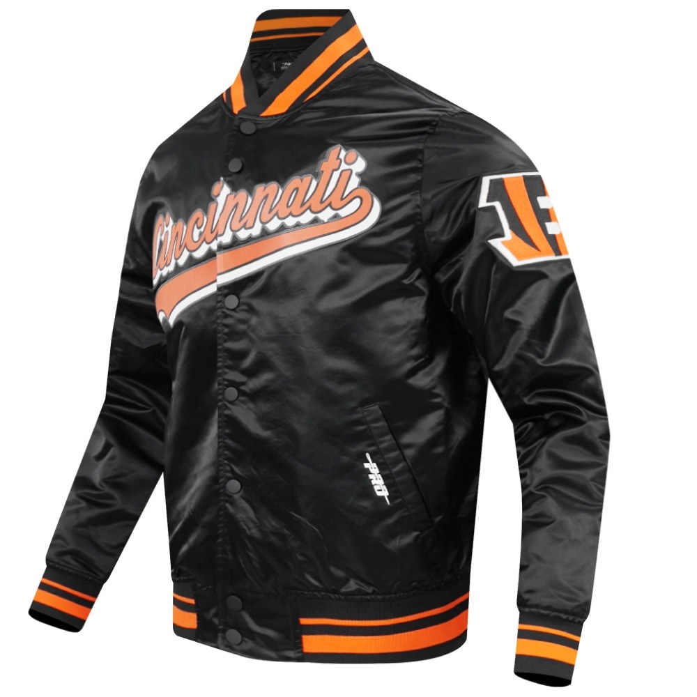 Alternative view of Cincinnati Bengals Script Tail Black Satin Jacket