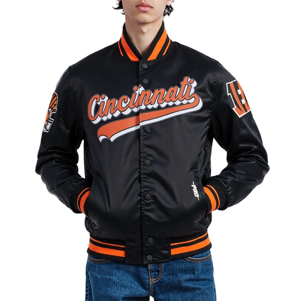 Cincinnati Bengals Script Tail Black Satin Jacket