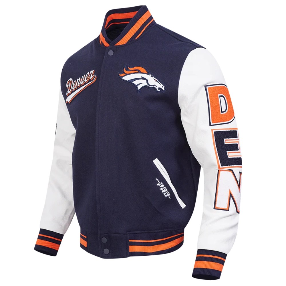 Alternative view of Denver Broncos Script Tail Wool/Leather Jacket