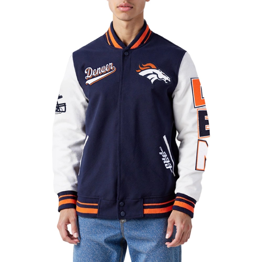 Denver Broncos Script Tail Wool/Leather Jacket