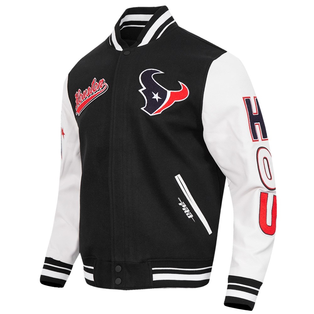 Alternative view of Houston Texans Script Tail Black Wool/Leather Jacket