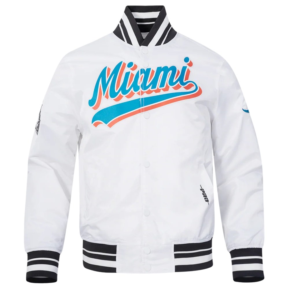 Miami Dolphins Script Tail White Satin Jacket