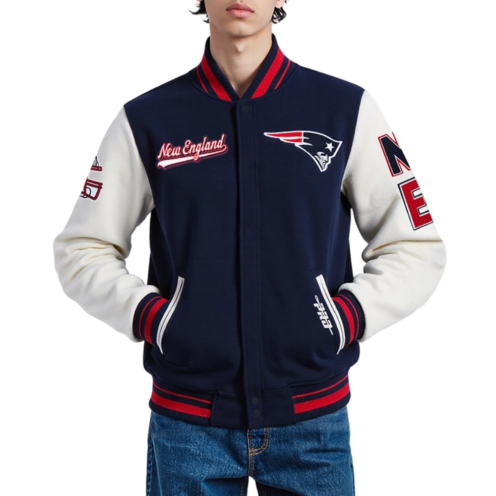 New England Patriots Script Tail Wool/Leather Jacket