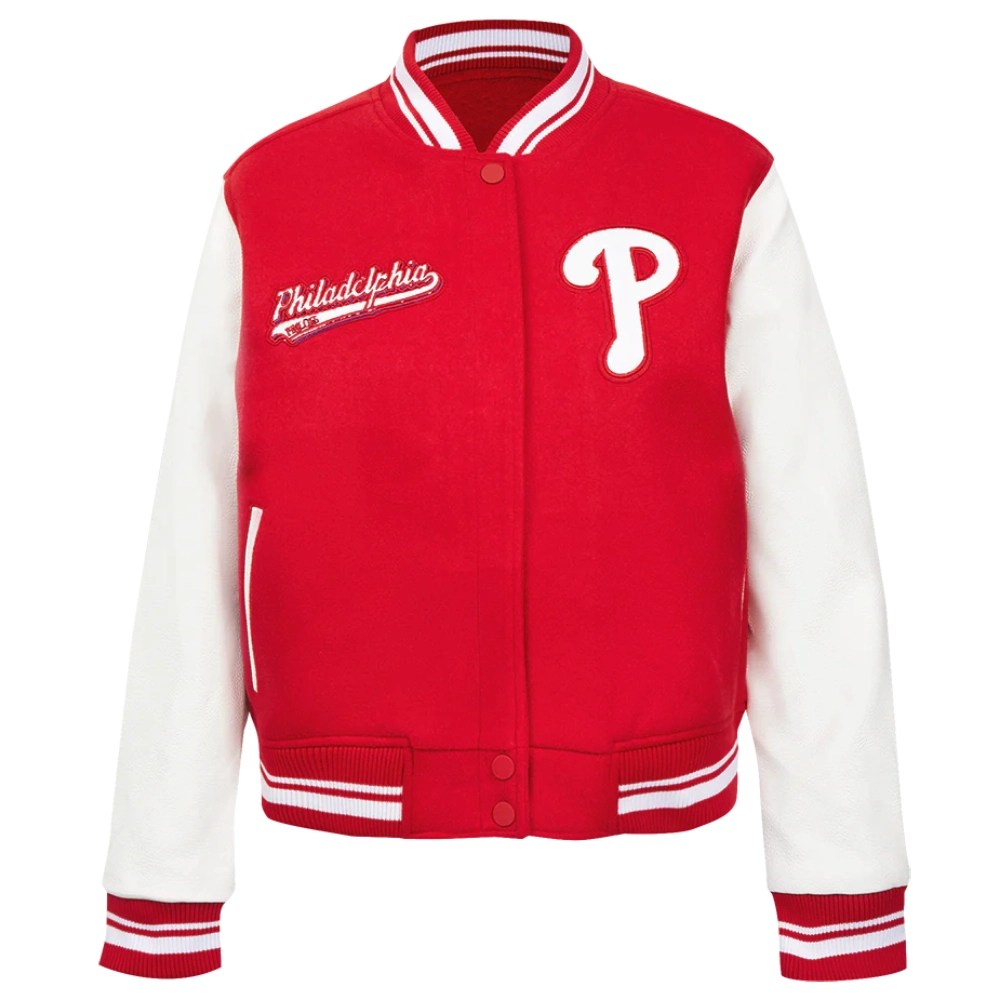 Philadelphia Phillies Women's Script Tail Wool/leather Jacket