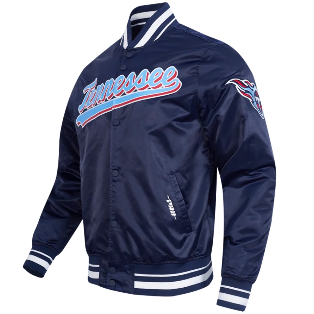 Alternative view of Tennessee Titans Script Tail Navy Satin Jacket