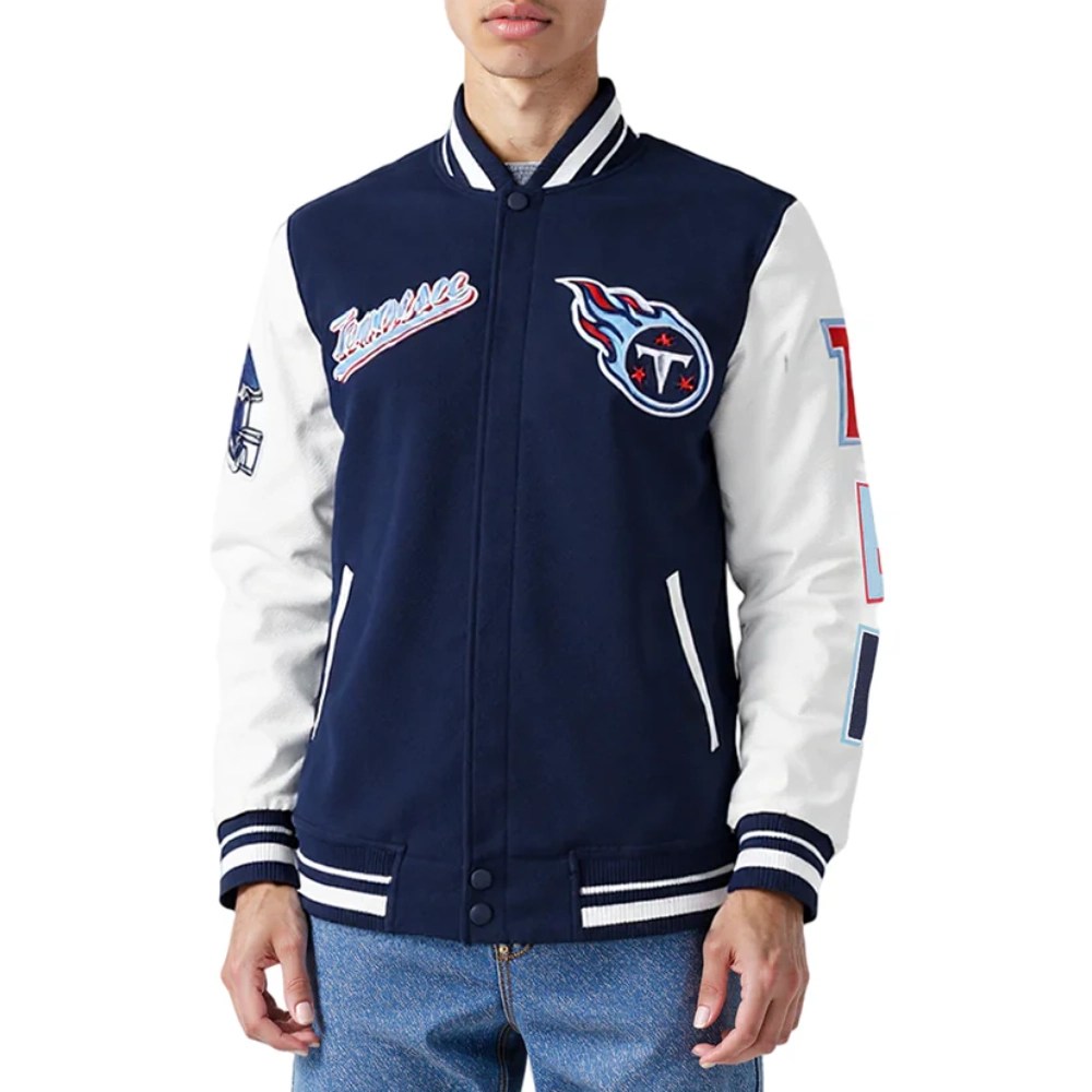 Tennessee Titans Script Tail Wool/Leather Jacket