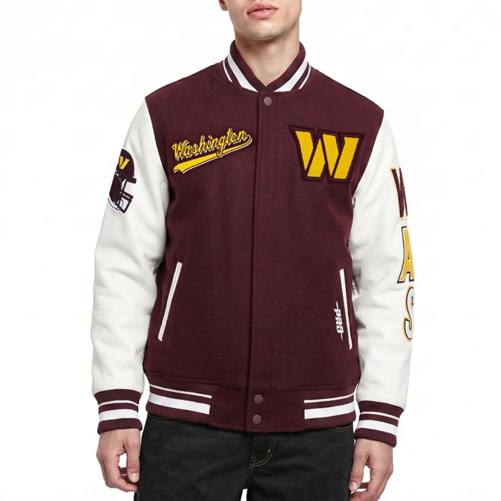 Washington Commanders Script Tail Wool/Leather Jacket