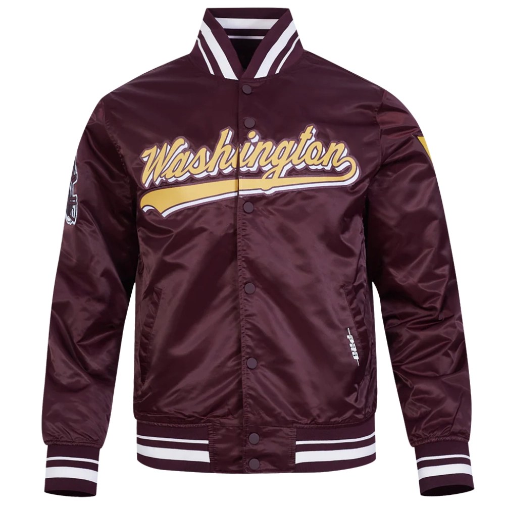 Washington Commanders Script Tail Wine Satin Jacket