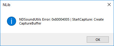 Nlib NDSoundUtils Error: 0x80004005 | StartCapture: Create CaptureBuffer (Solved)