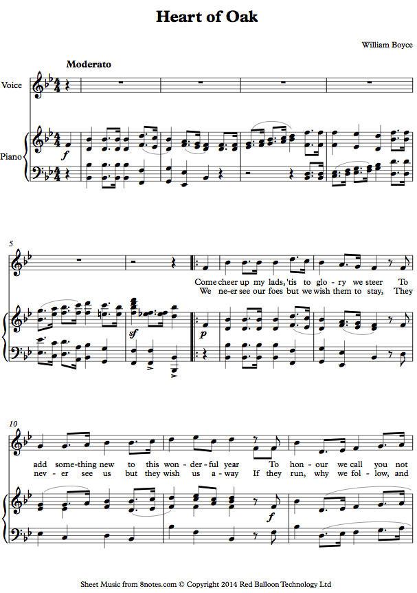 Joining us with social is easy . William Boyce - Heart of Oak sheet music for Voice - 8notes.com