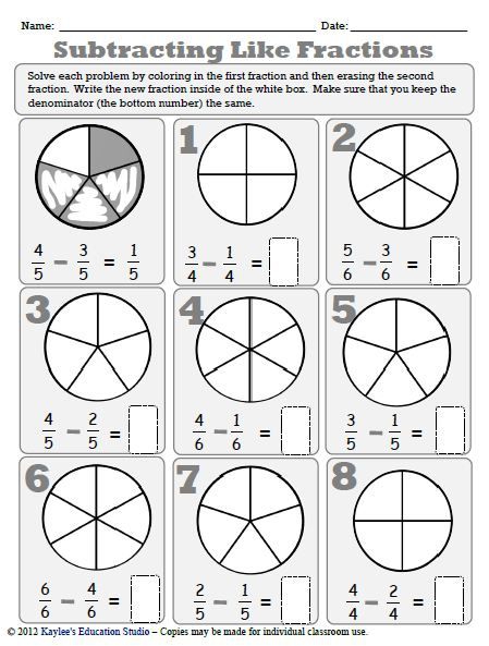 introducing fractions subtracting fractions worksheets 99worksheets