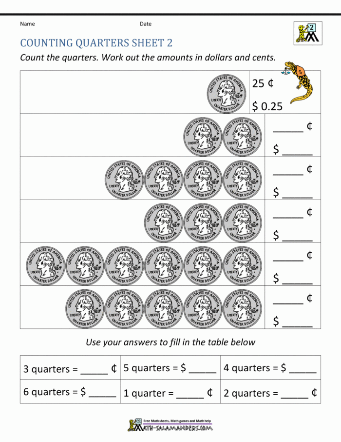 counting quarters worksheets 99worksheets