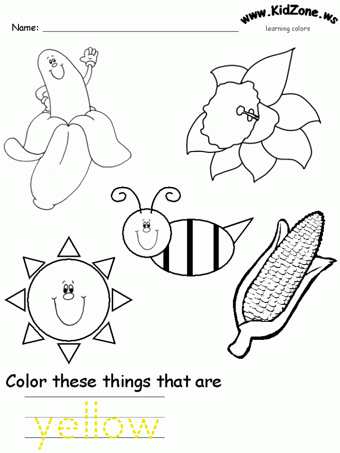 the color yellow worksheets 99worksheets
