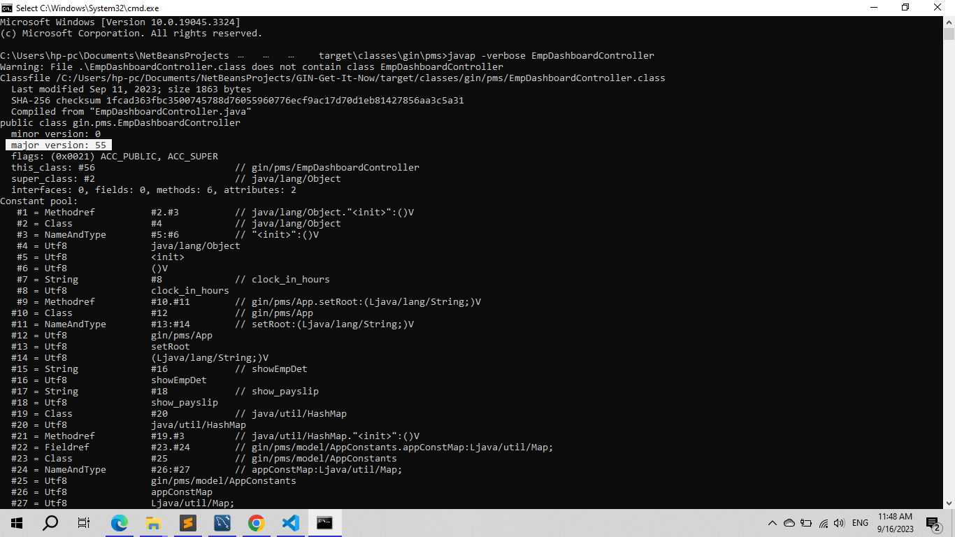 java major version 55