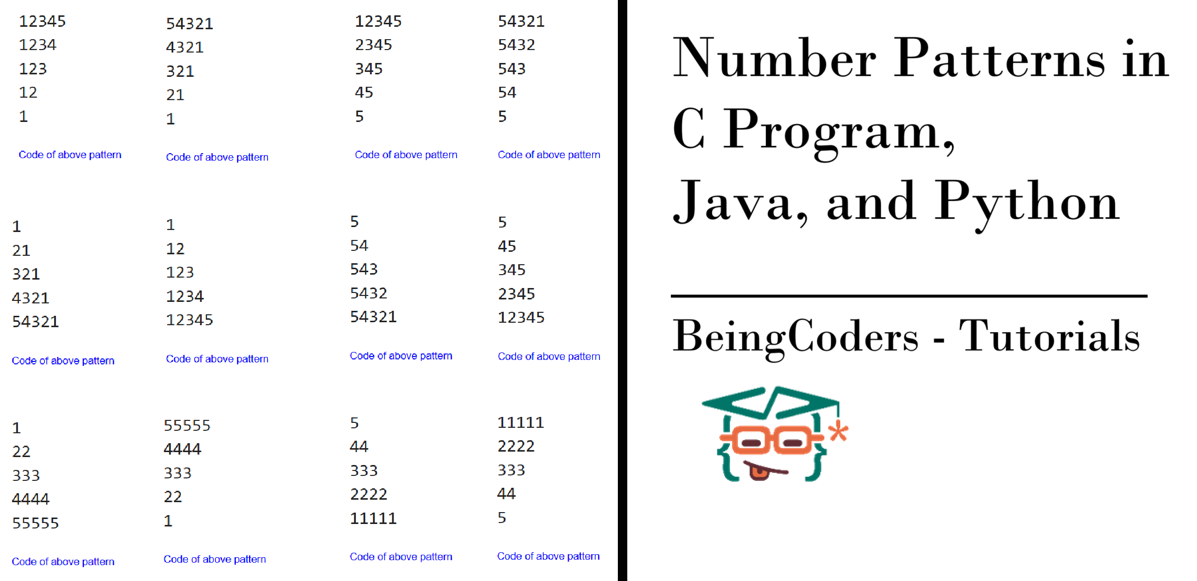 number patterns in c with examples interview