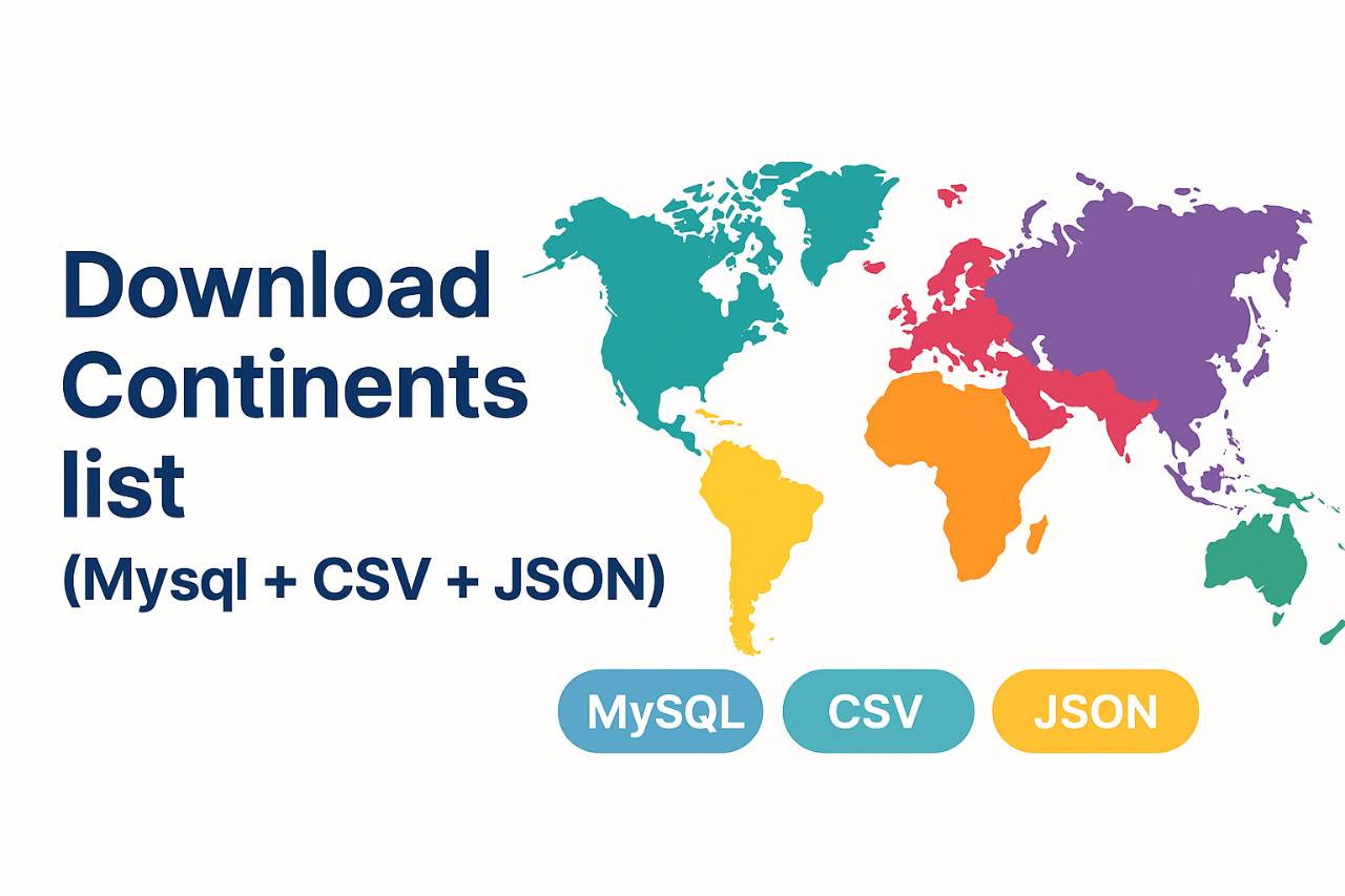 download-Continents-list-in-mysql-csv-and-json-formats-included-in-the-package