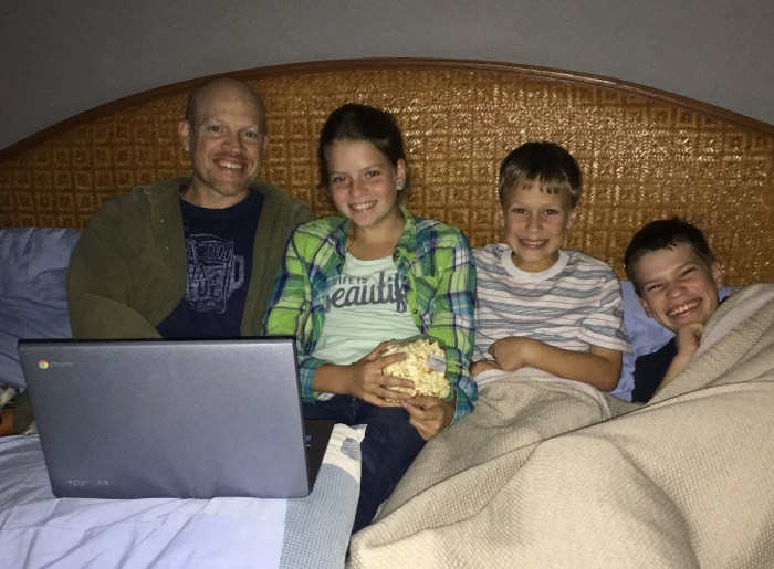 Movie night, complete with popcorn!