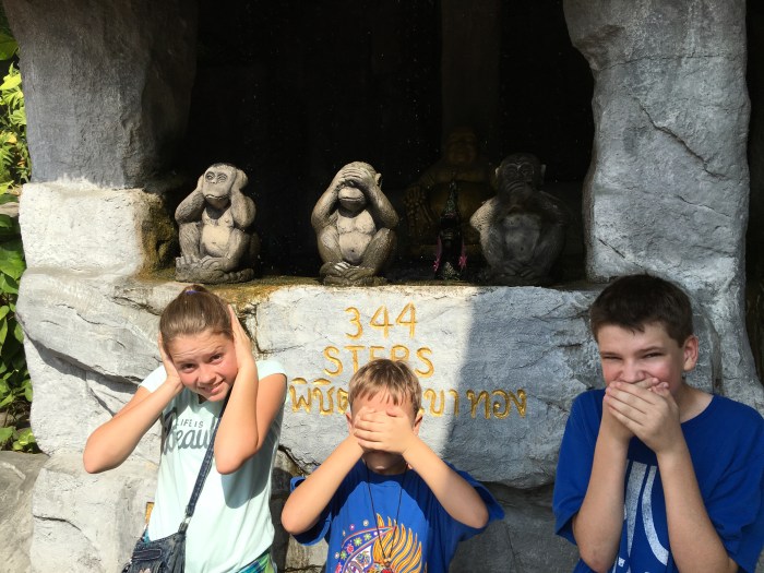 Our 3 Monkeys at the base of The Golden Mount