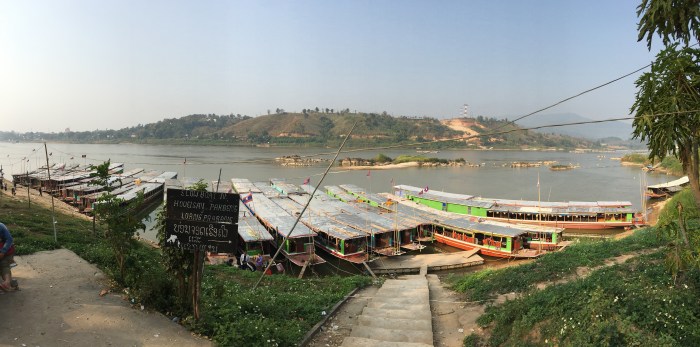 The slow boats at Huay Xai. Ours is 131 just to the right.
