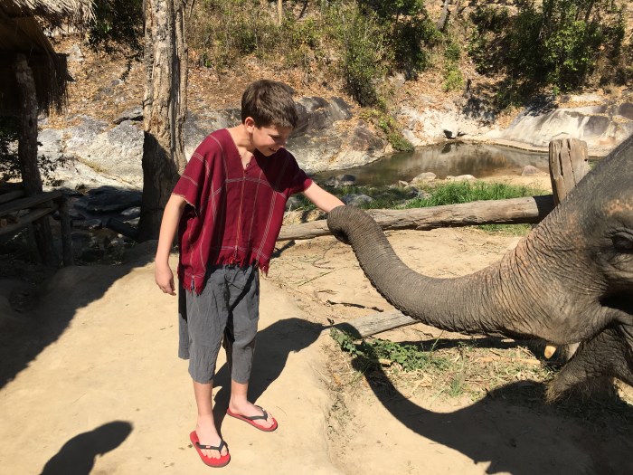 Gage feeding an elephant