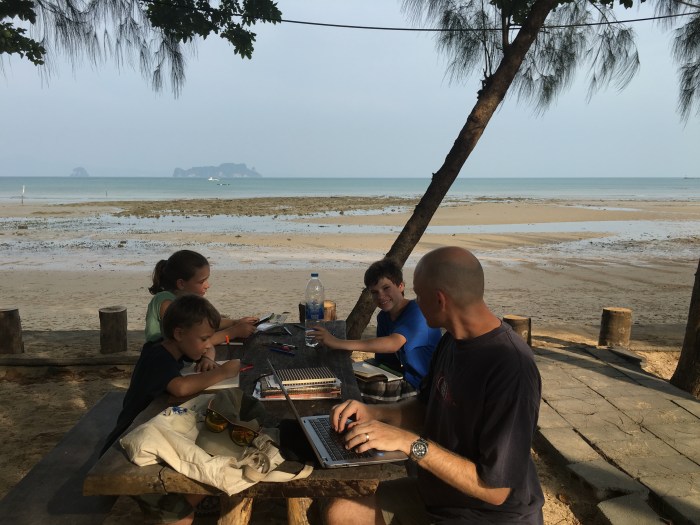 Getting a little work done along Pasai Beach on Ko Yao Noi island