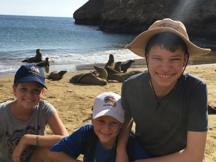 Our first and best close encounter with Sea Lions on San Cristobal