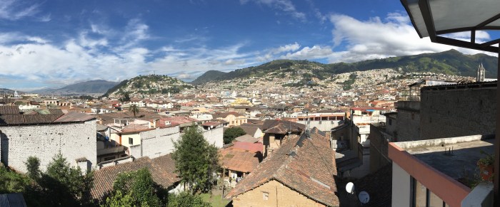 The view from our room, looking west over the old city in Quito