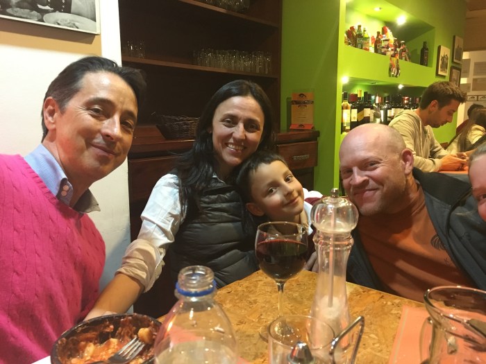 Enjoying Italian food with our Quito friends on the eve of our Galapagos trip