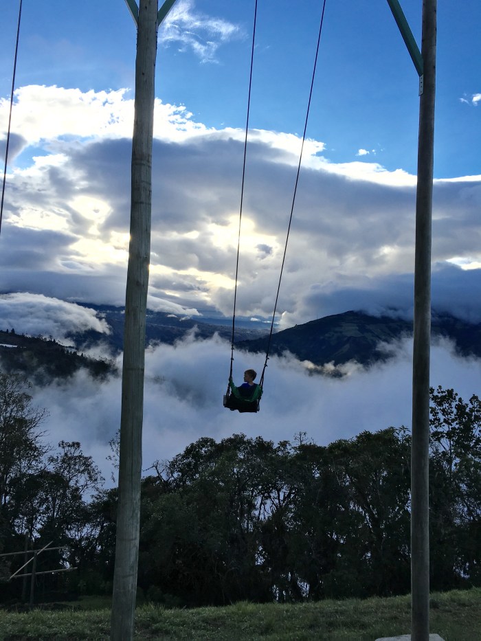 Evan swings into the clouds at Casa del Arbol