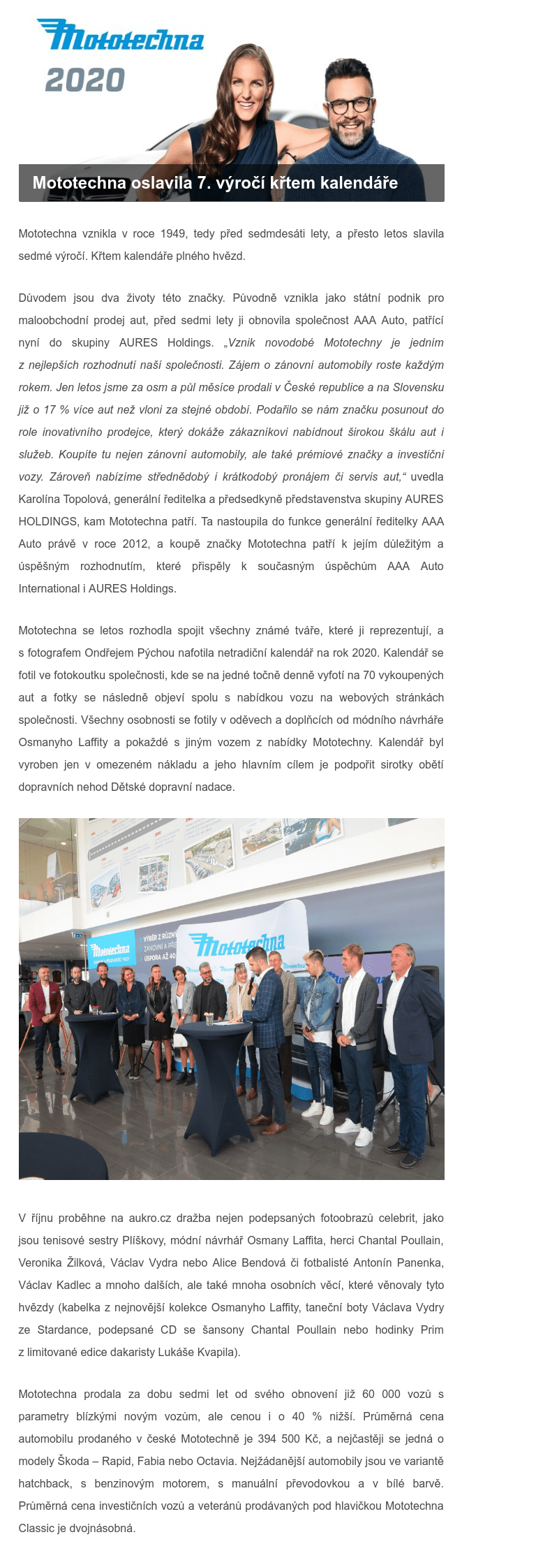 Automotofin Mototechna Oslavila 7 Vyroci Krtem Kalendare Recenze A Testy Aaa Auto Auto Bazar