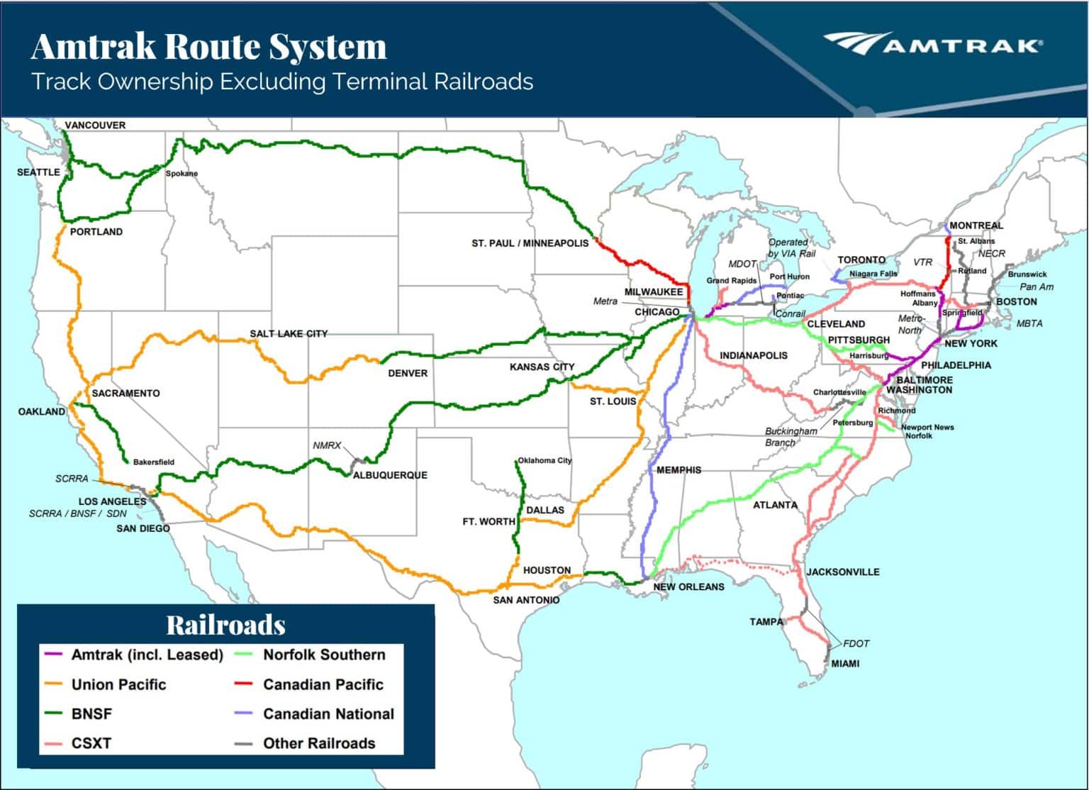 Intercity Passenger Commuter Freight Railroads Amtrak Route System Map 1536x1114 